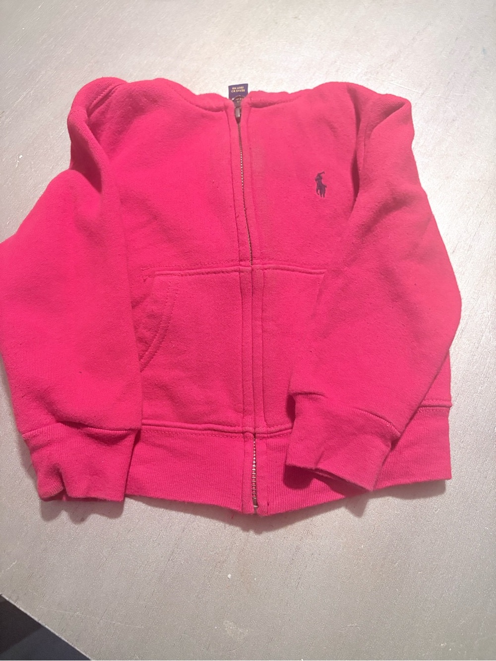 Ralph Lauren Hot Pink Kids Full-Zip Hoodie with Polo Pony